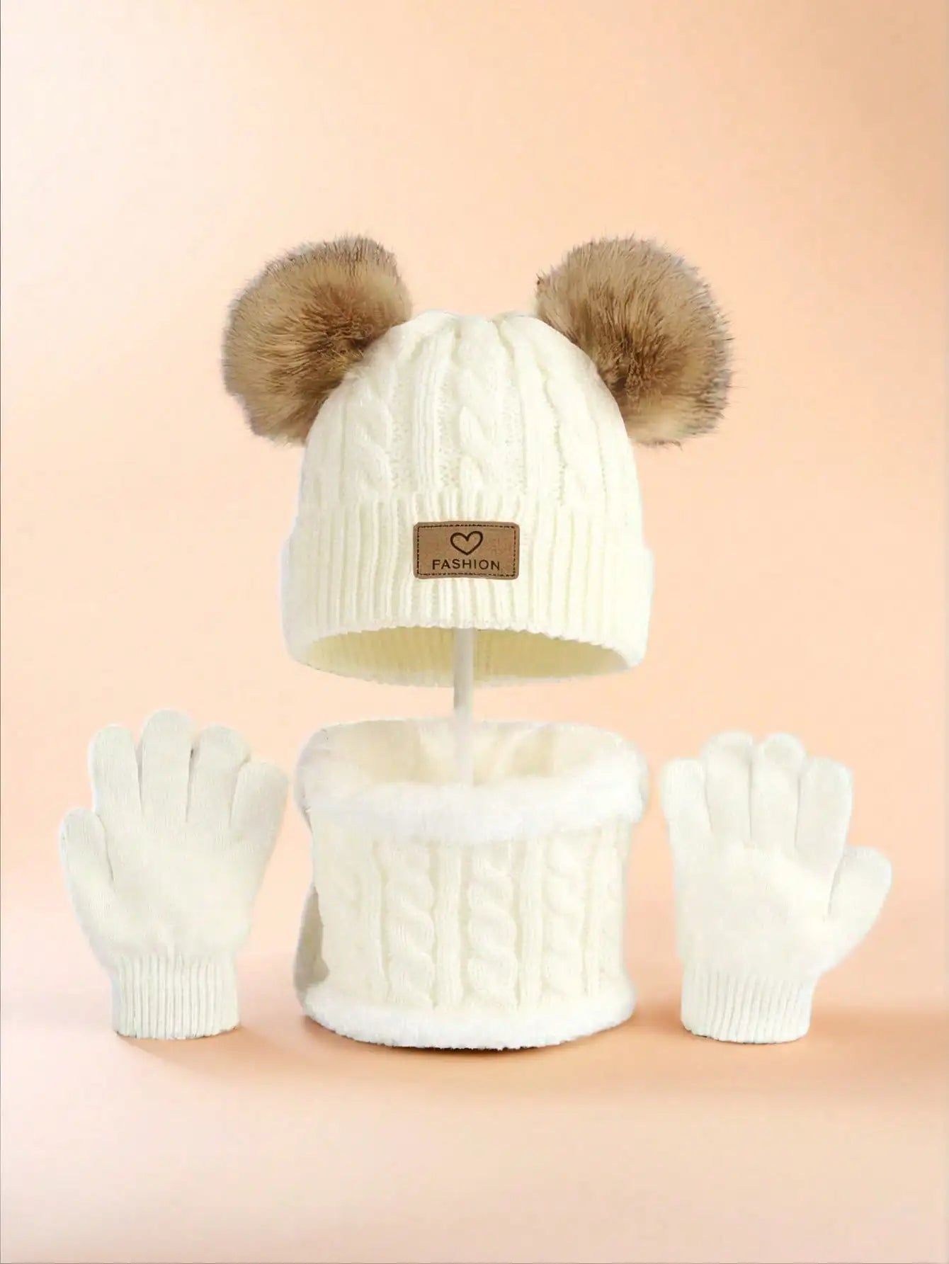 Kids 3PCS Winter Hat, Scarf & Gloves Set