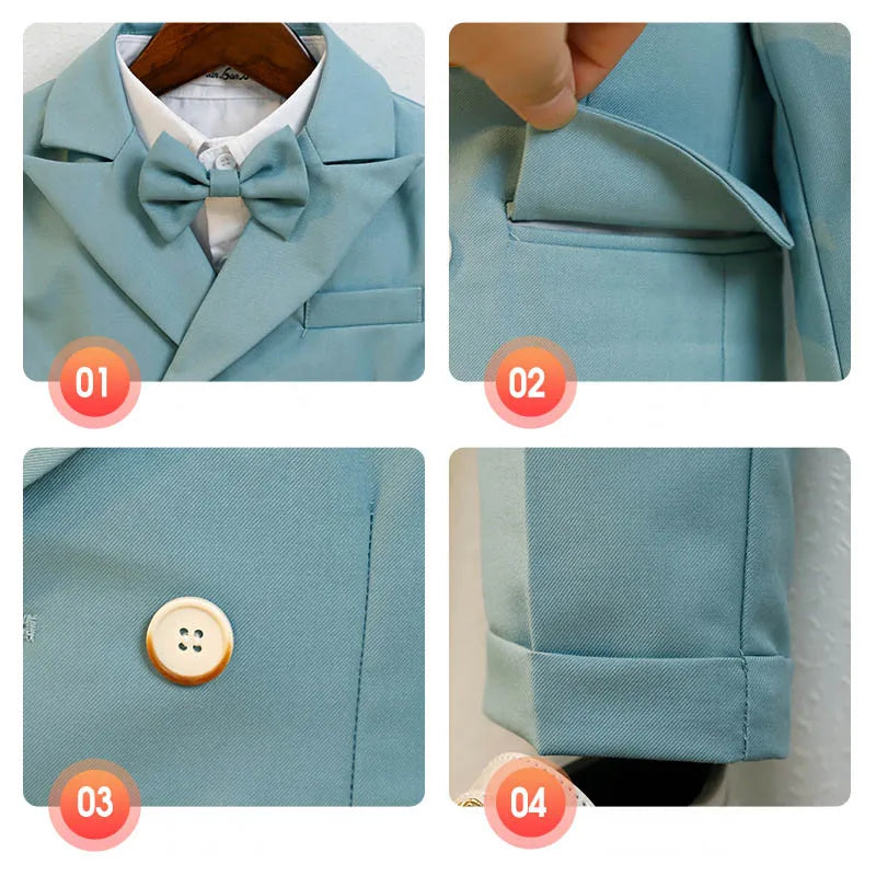 Elegant Boys’ Velvet Suit – British-Style Wedding & Party Outfit