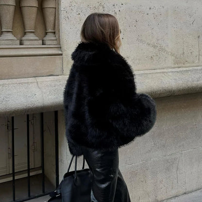 Shawl Collar Faux Fur Jacket – Bold Winter Look