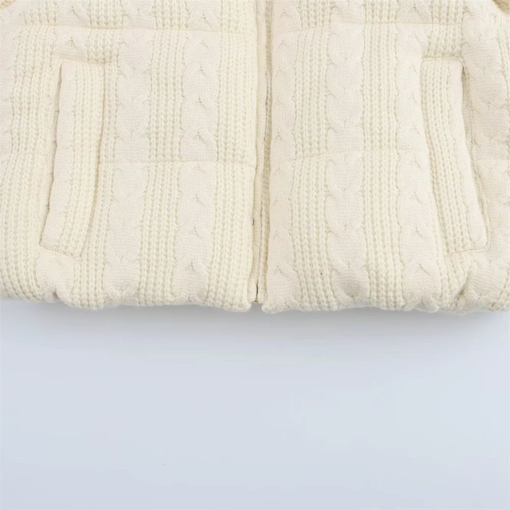 Cozy High Collar Knitted Cotton Jacket