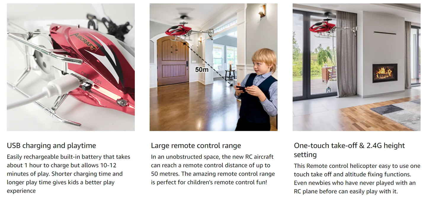 RC Helicopter for Kids – 2.4G Remote Control with LED Lights & One-Key Take-Off