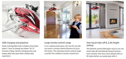 RC Helicopter for Kids – 2.4G Remote Control with LED Lights & One-Key Take-Off