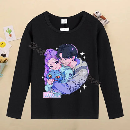 Kpop Demon Hunters Kids T-Shirt – Kawaii Cartoon Long Sleeve Top