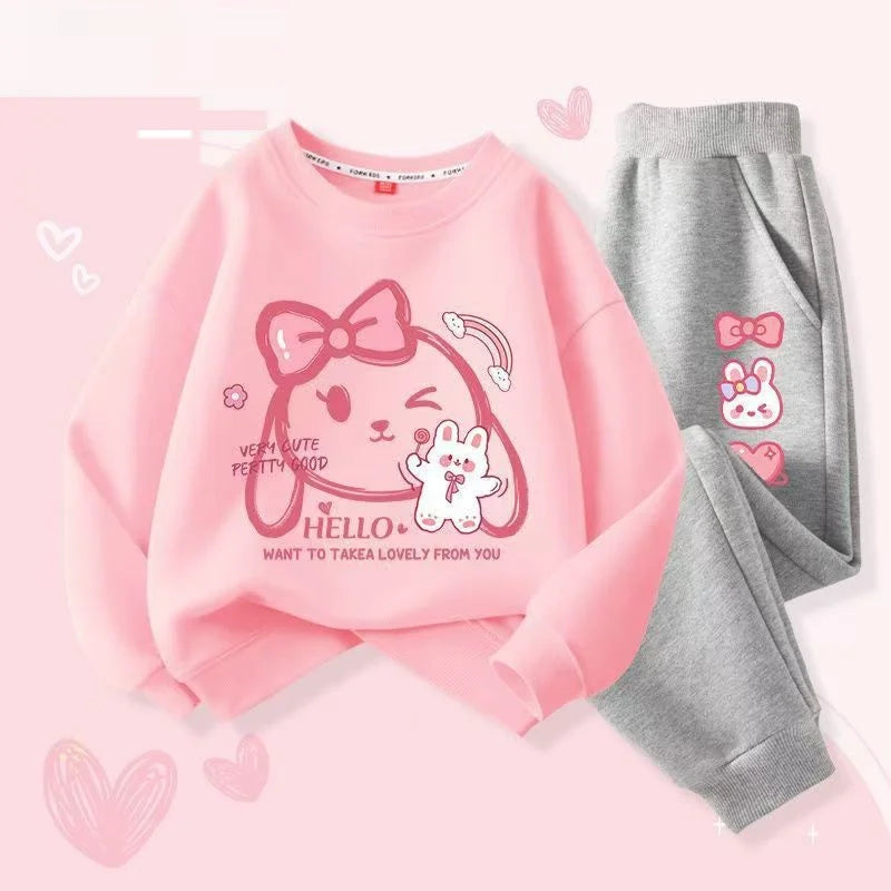 Heart Print Tracksuit: Sweet & Stylish for Little Girls