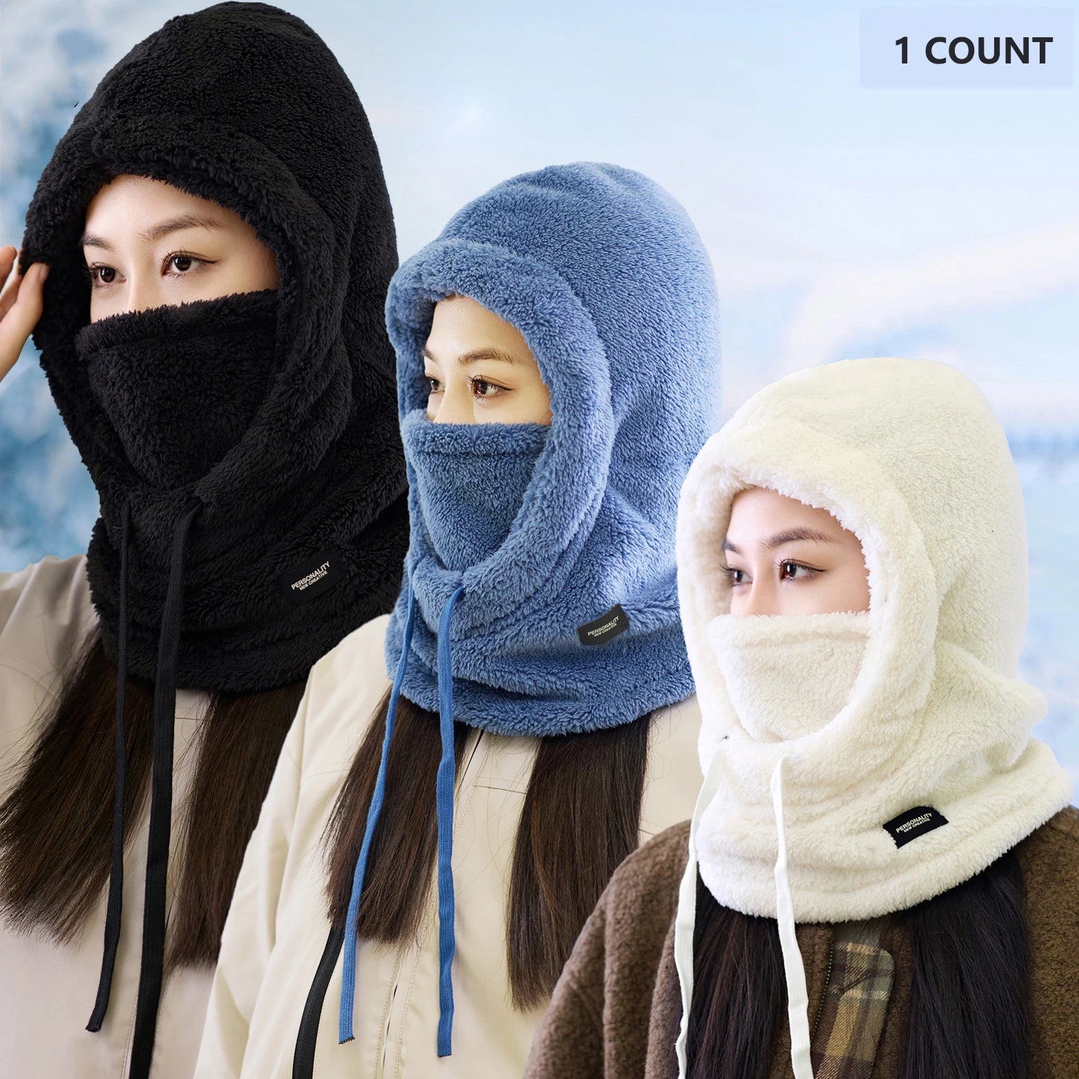 Winter Face Cover Hat with Fleece Sherpa Lining