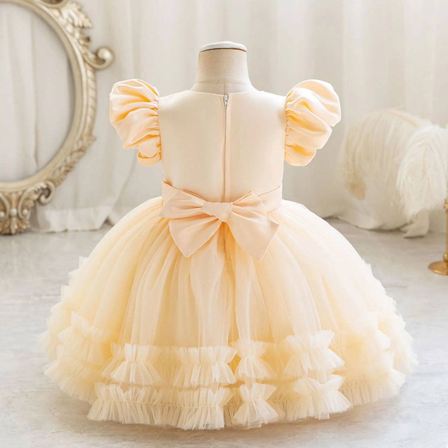 Girl Party Dress – Lace Bow Wedding Gown