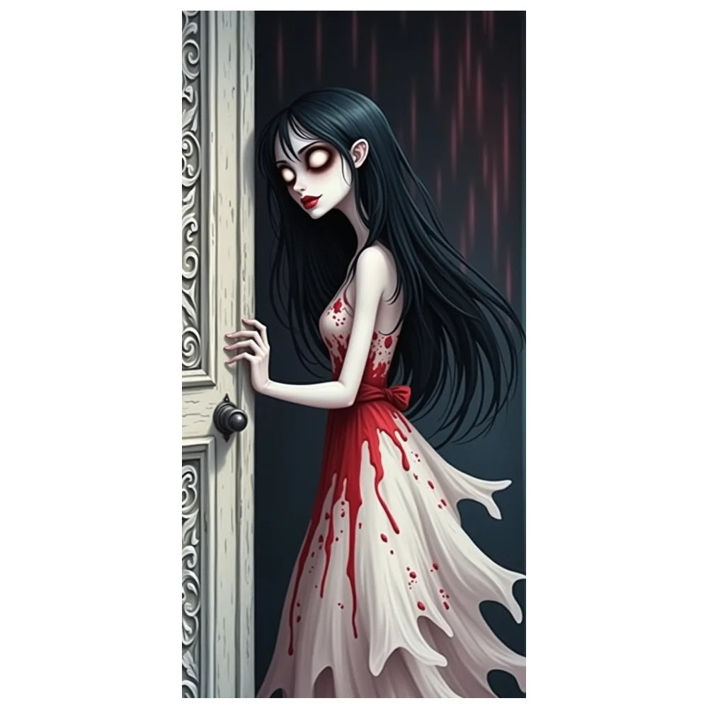 Halloween Door Banner – Scary Moon Night & Cemetery Scene