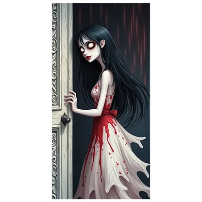 Halloween Door Banner – Scary Moon Night & Cemetery Scene