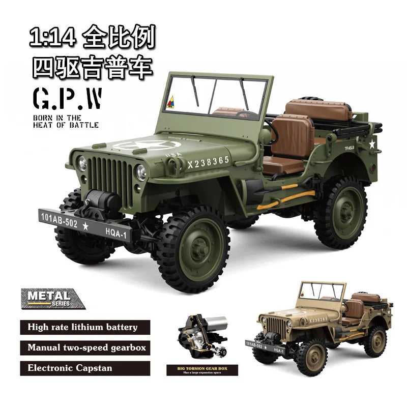 1:14 RC Military Car – HG4-58 4WD Electric Off-Road Model