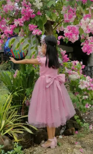 Kids Flower Girl Dress – Elegant Bow Tulle Party Wear