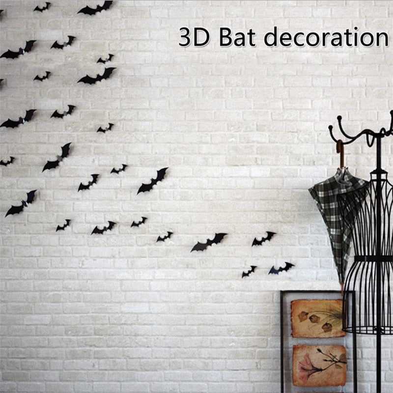 3D Black Bat Wall Stickers – Spooky DIY Decor for Halloween