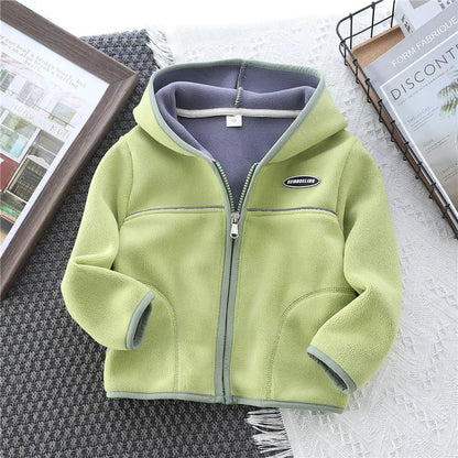 Boys’ Casual Hooded Fleece Sweatshirt – Zipper Coat for Kids