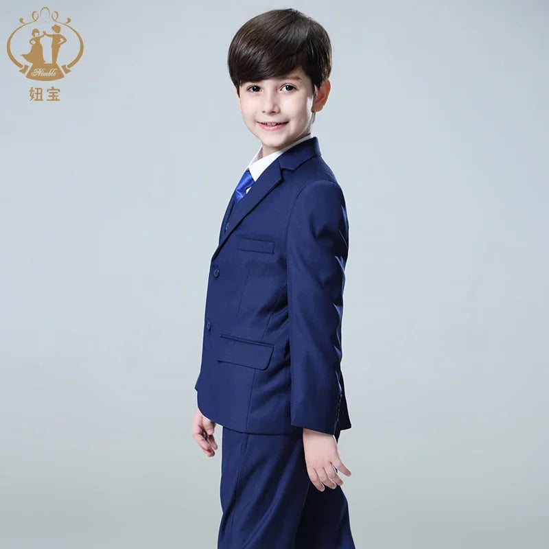 Boys’ Blue 3-Piece Formal Suit – Blazer, Vest & Pants for Weddings & Parties