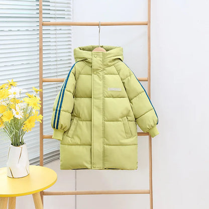 Kids' Long Cotton-Padded Jacket – Warm & Stylish