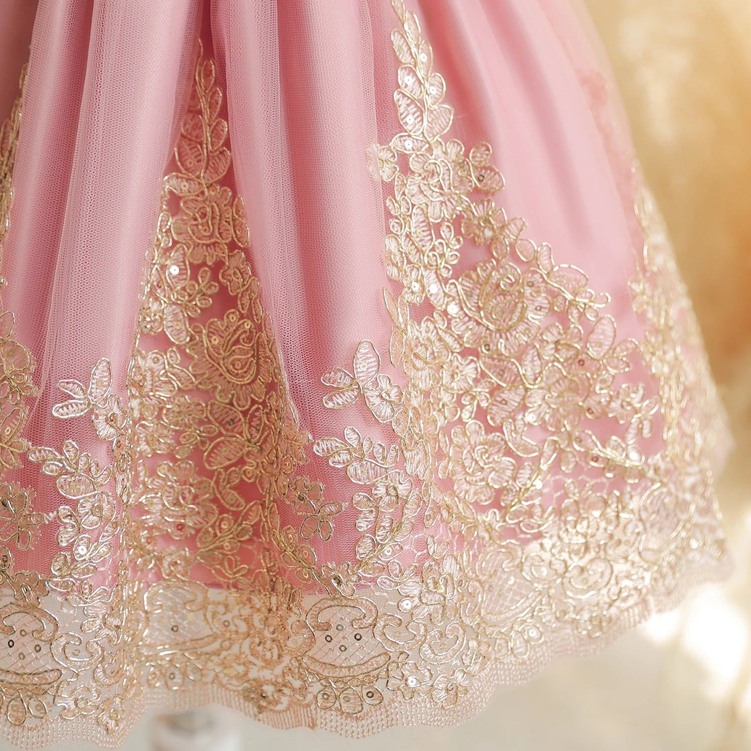 Princess Party Dress – Lace Embroidery with Ruffles