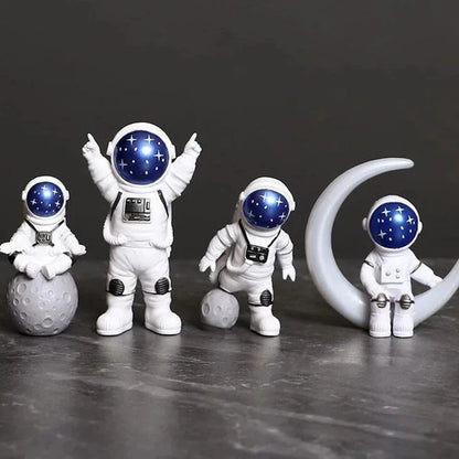 Cosmic Adventures: 4-Piece Astronaut Figurine Set for Kids & Home Decor