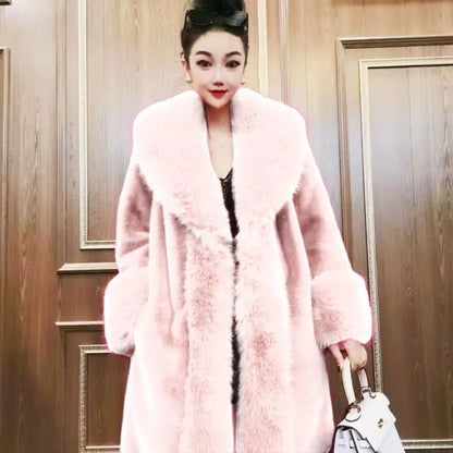 Elegant Faux Fur Long Coat: Warm & Chic
