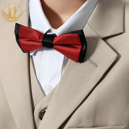 Boys’ 3-Piece Formal Suit – Khaki Coat, Vest & Pants | Wedding & Party Outfit