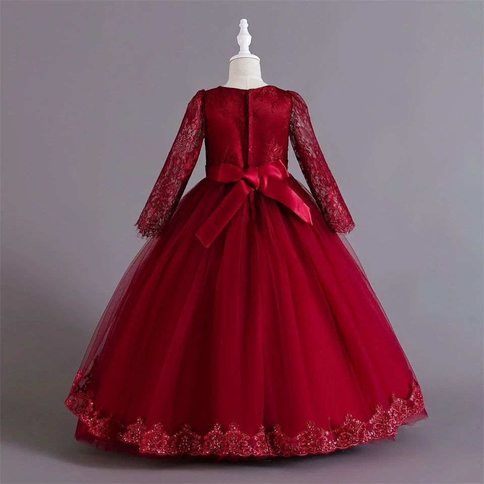 Girls Evening Dress – Lace Embroidered Party Gownn