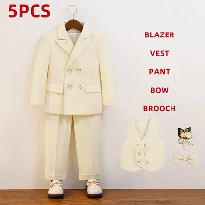 Elegant Boys’ Velvet Suit – British-Style Wedding & Party Outfit