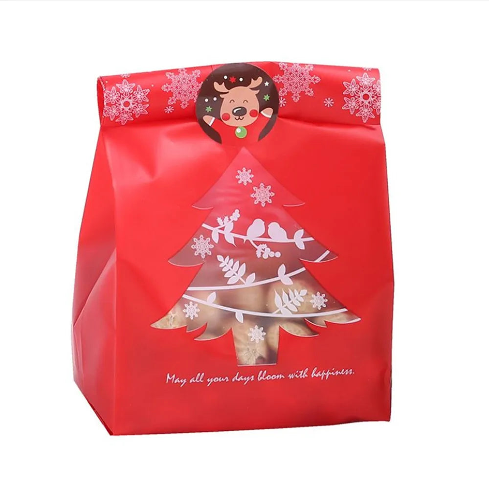 50/100pcs Snowflake Christmas Gift Bags – Festive Candy Boxes & Packaging for Xmas