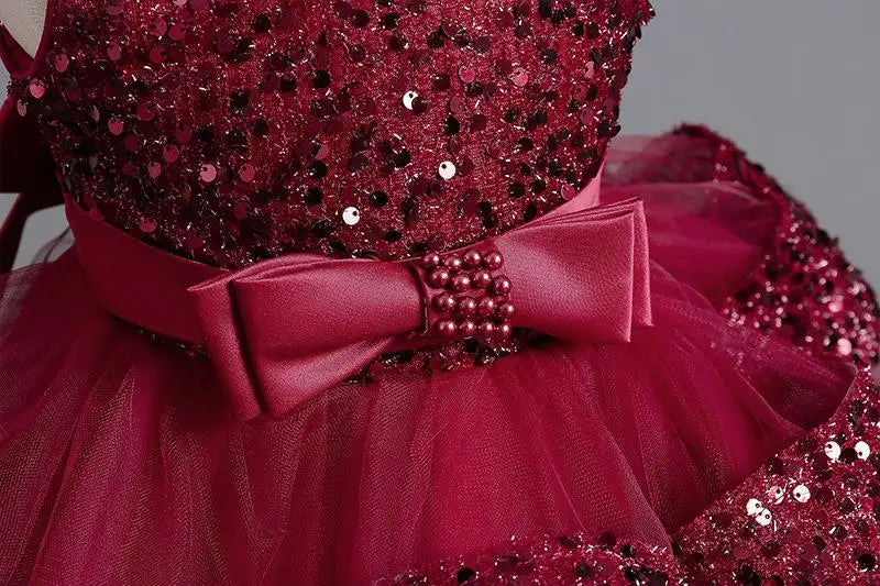 Girls’ Summer Party Dress – Sequin & Beaded Bow Detail
