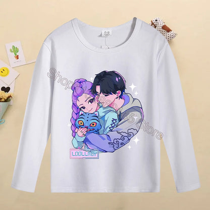 Kpop Demon Hunters Kids T-Shirt – Kawaii Cartoon Long Sleeve Top