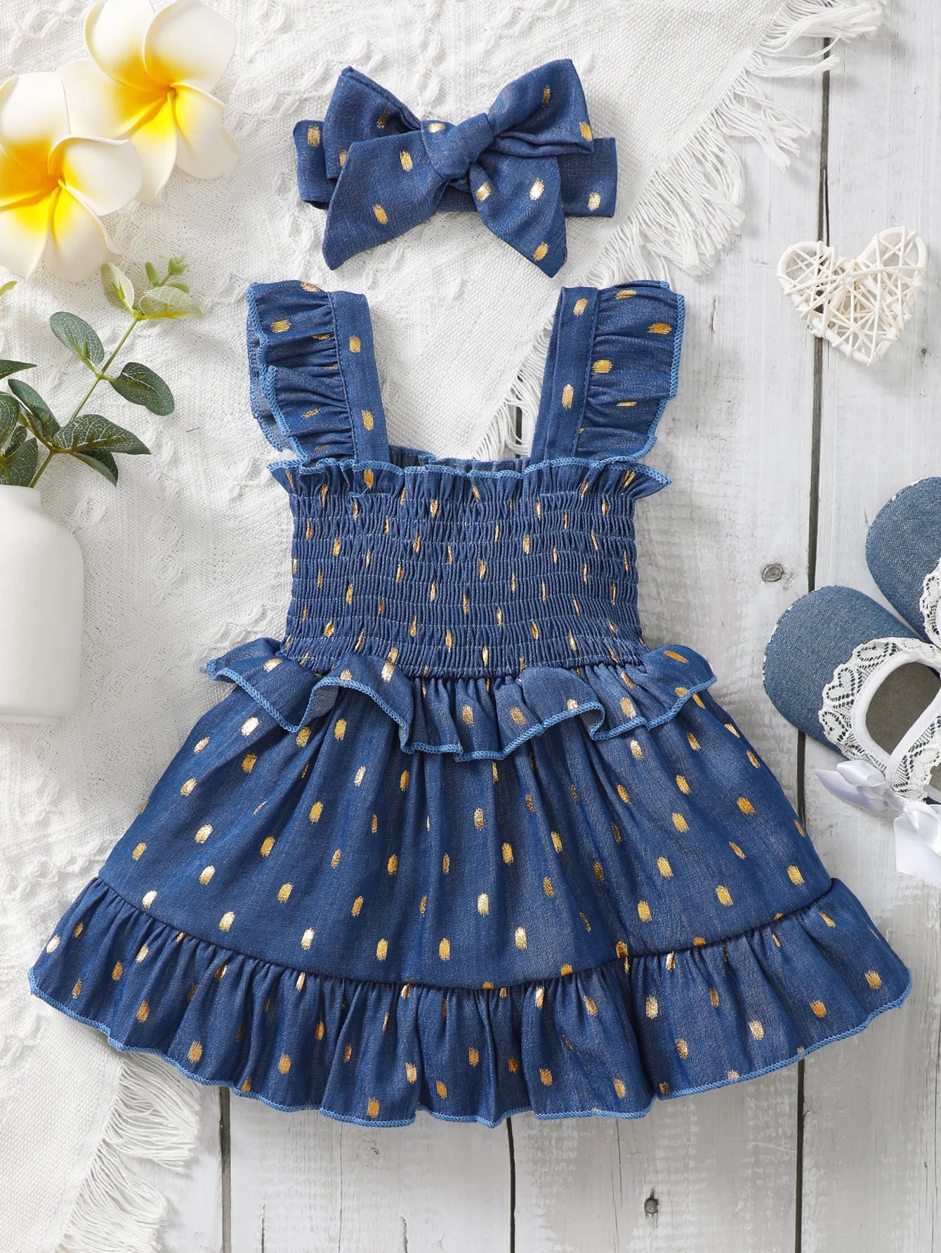 Toddler Girl Fashion Slip Dress & Headband Set