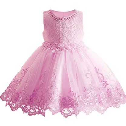 Pearl-Embellished Baby Dress – Formal Pageant Gown
