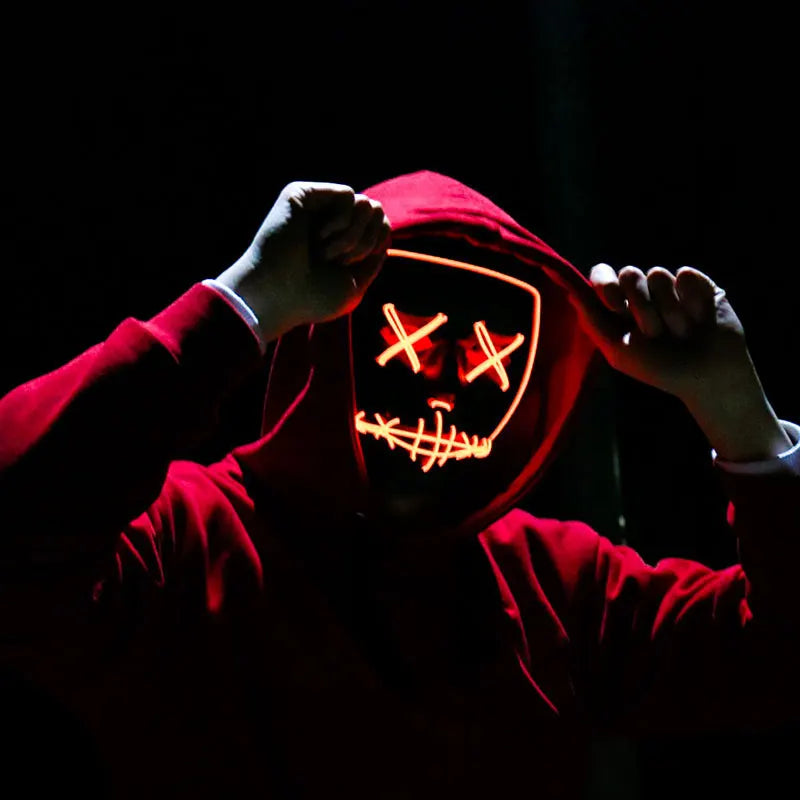 Wireless Neon LED Purge Mask – Glowing Halloween Party Mask