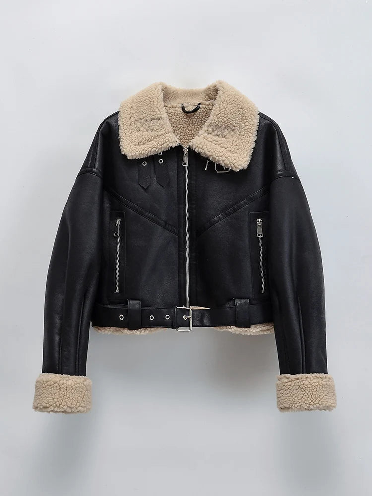 Thick Warm Moto Jacket – Faux Fur & Leather Streetwear