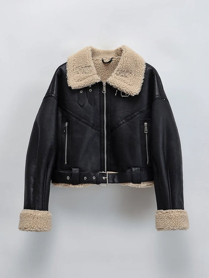 Thick Warm Moto Jacket – Faux Fur & Leather Streetwear
