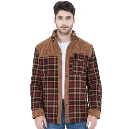 Winter Jacket Men Fleece Thick Warm Cotton Plaid Jacket Autumn Men Casual Multi-Pockets Coat High Quality Warm Lining Jacket Man