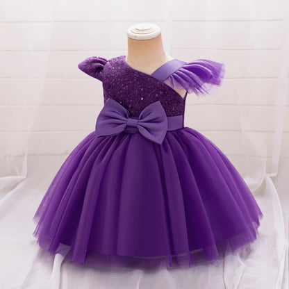 Cute Fly Sleeve Baby Girl Birthday Outfit
