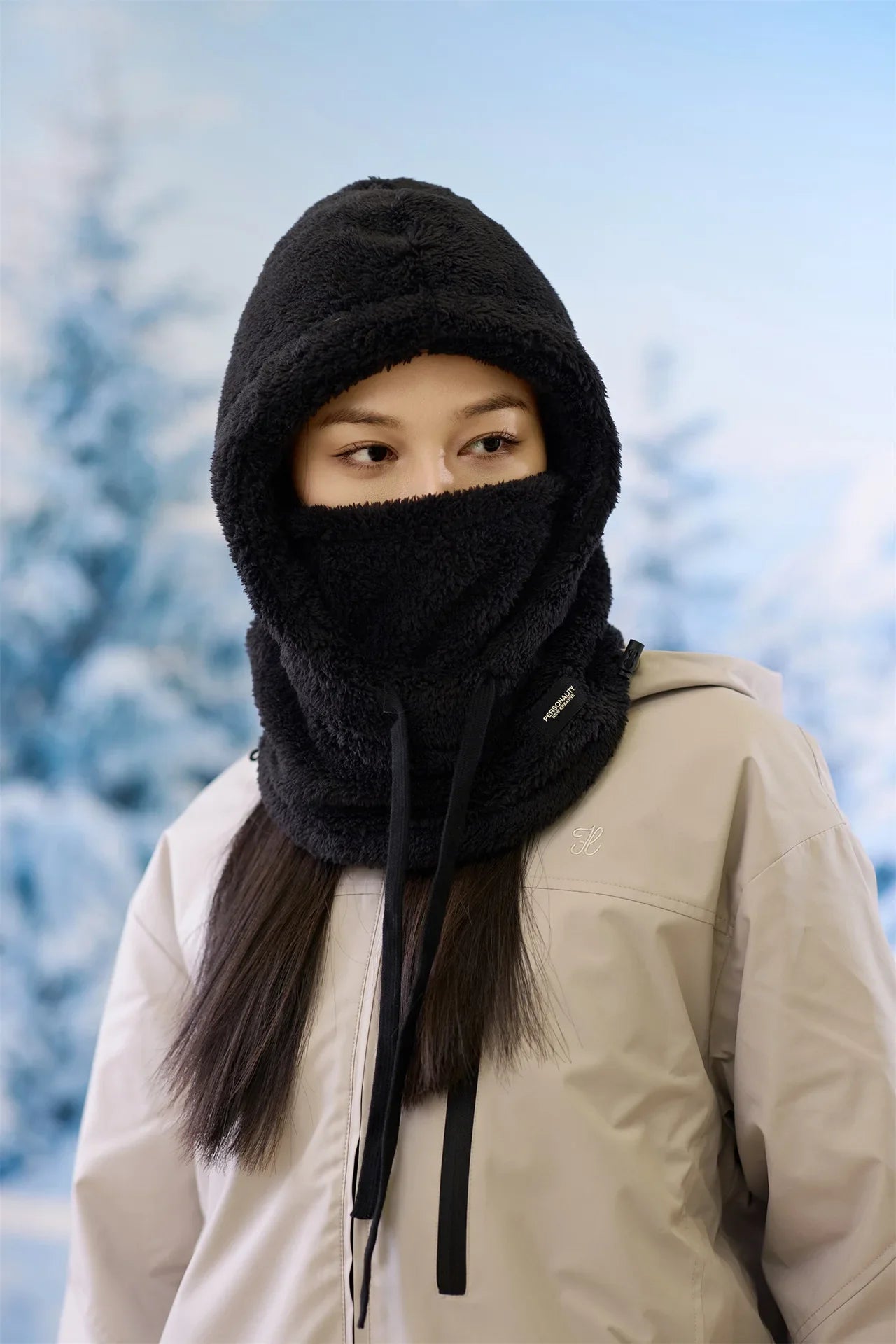 Winter Face Cover Hat with Fleece Sherpa Lining