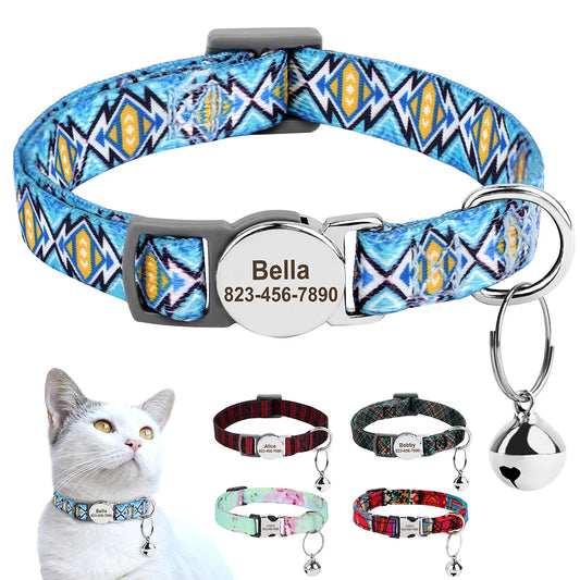 Custom Cat Collars: Adjustable with Engraved ID & Bell