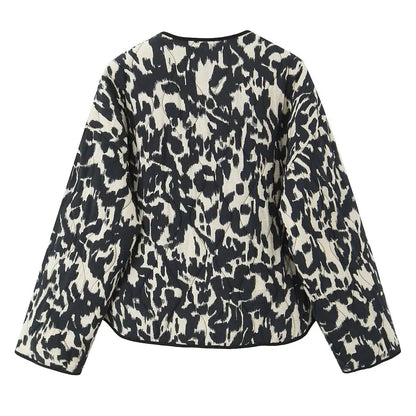 Commuter Style Cotton Jacket – Animal Print & Long Sleeve