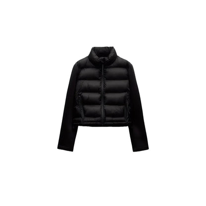 Modern Edge: Spliced Cotton Jacket with Stand Collar