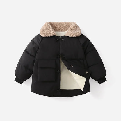 Boys & Girls Lapel Jacket – Cozy Lamb Fleece Kids’ Coat