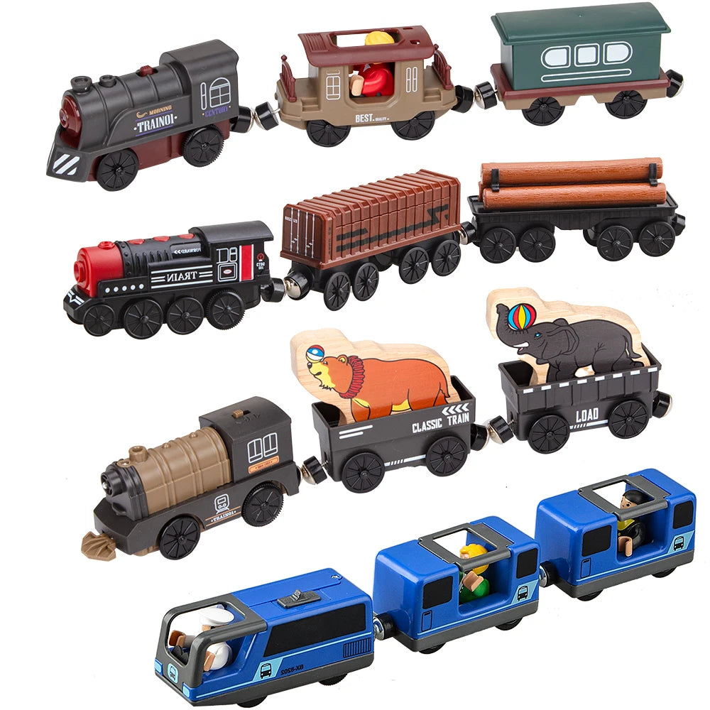 Electric Train Toy Set - Fits Standard Wooden Tracks & Railway Systems