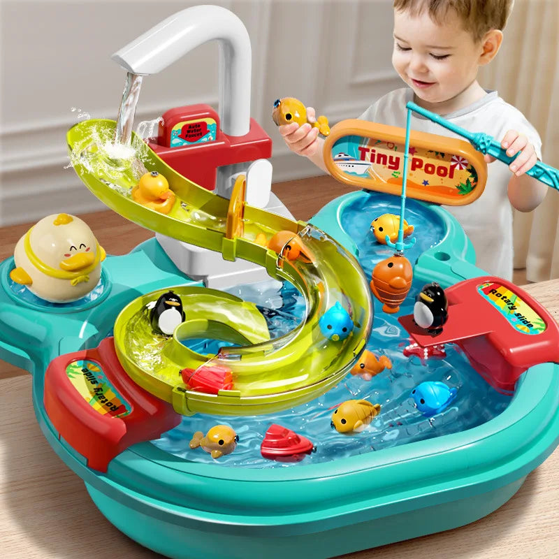 2-in-1 Dishwashing & Fishing Toy Set – Interactive Montessori Kitchen Play for Kids!