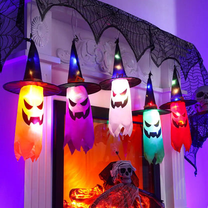 5pcs Halloween Witch Hat String Lights – Colorful LED Yard Decor