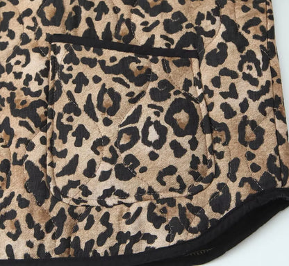 Commuter Style Cotton Jacket – Animal Print & Long Sleeve