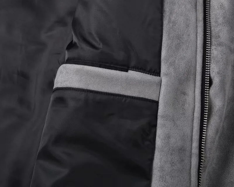 Casual Oversize Men's Jacket – Lapel Zipper Thick Coat