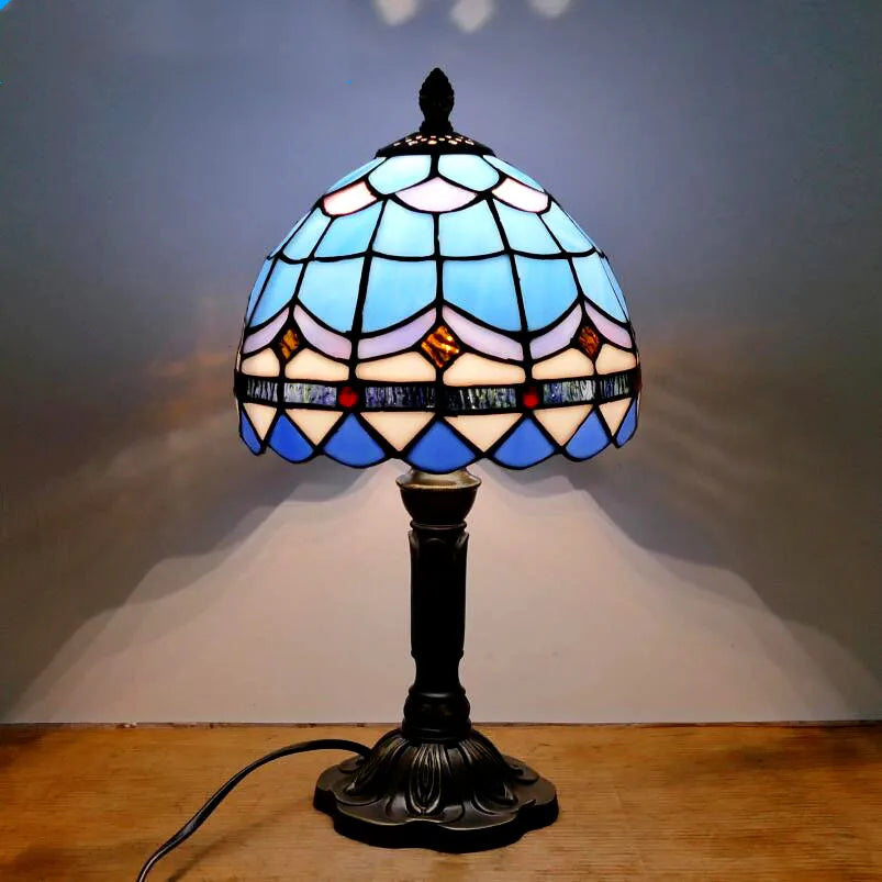 Table Lamp: E27 Stained Glass, Baroque Mediterranean Style for Bedroom & Nightstand