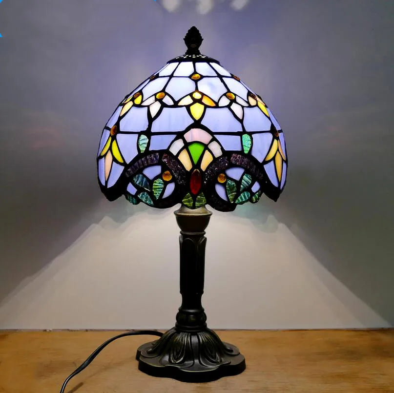 Table Lamp: E27 Stained Glass, Baroque Mediterranean Style for Bedroom & Nightstand