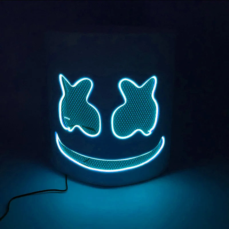 Halloween Light-Up Mask – Neon LED Marshmallow Headgear