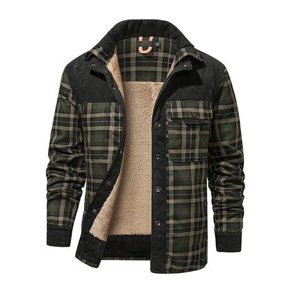 Winter Jacket Men Fleece Thick Warm Cotton Plaid Jacket Autumn Men Casual Multi-Pockets Coat High Quality Warm Lining Jacket Man