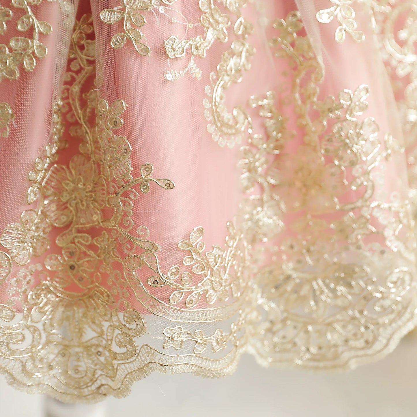 Princess Party Dress – Lace Embroidery with Ruffles