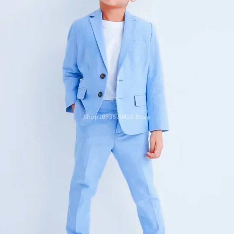 Kids’ Formal Outfit – Light Blue Blazer & Pants Set for Birthday & Festivals